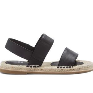 EILEEN FISHER Black Leather Max Espadrille Sandals Size 7.5; Excellent Condition